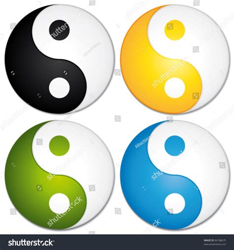 Yin Yang Symbols Set Colorful Vector Stock Vector 96188675 - Shutterstock