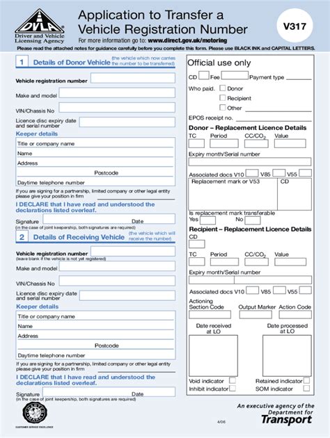 2006 Form Uk Dvla V317 Fill Online Printable Fillable Blank Pdffiller