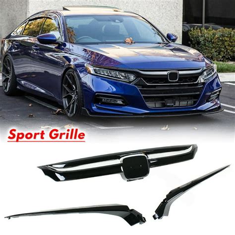 For 2018 2019 10th Gen Honda Accord Sedan Glossy Black Sport Style Front Grille