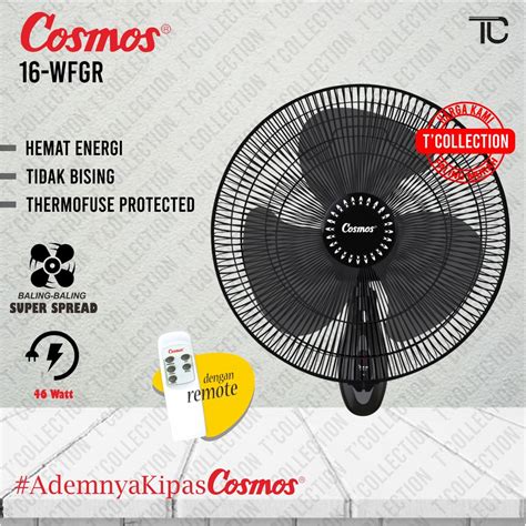 Jual COSMOS 16 WFGR WALL FAN 16INCH HITAM REMOTE KIPAS ANGIN