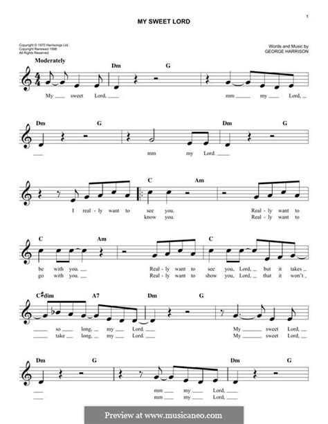 My Sweet Lord By G Harrison Sheet Music On Musicaneo