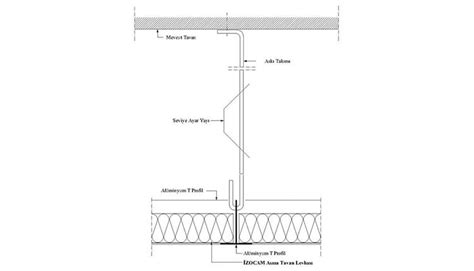 Asma Tavan Tavan Birleşim Detayı Çiziktirik