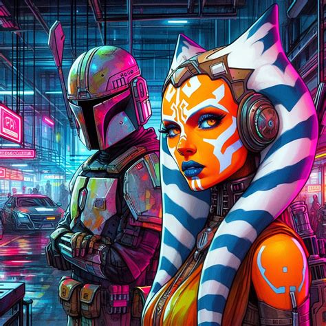 Ahsoka and the Mandalorian: Cyberpunk Nights #22 by karmichorror on ...