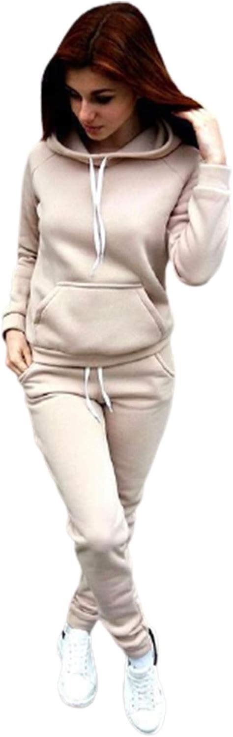 Women Tracksuit 2 Piece Setwinter Fleece Warm Long Sleeve Drawstring