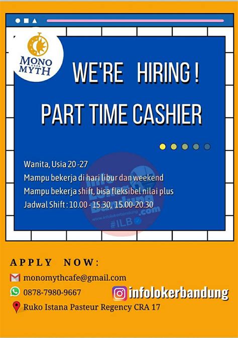 Lowongan Kerja Part Time Cashier Monomyth Cafe Bandung Juni Info