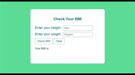 Create Bmi Calculator Using Html Css Php Php Basic Project Youtube