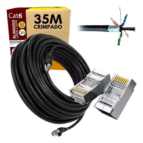 Cabo De Rede Cat6 Ftp Blindado Externo 100 Cobre 35 Metros