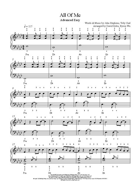 All Of Me Chord Chart Piano All Of Me Arr Milanov By John Legend