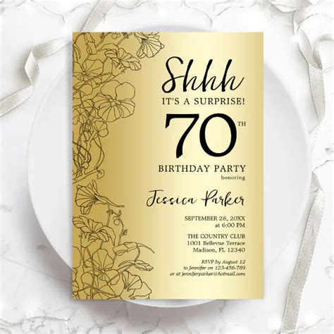 Gold Surprise 70th Birthday Invitation Zazzle