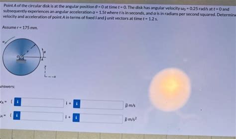 Solved Point A Of The Circular Disk Is At The Angular Chegg