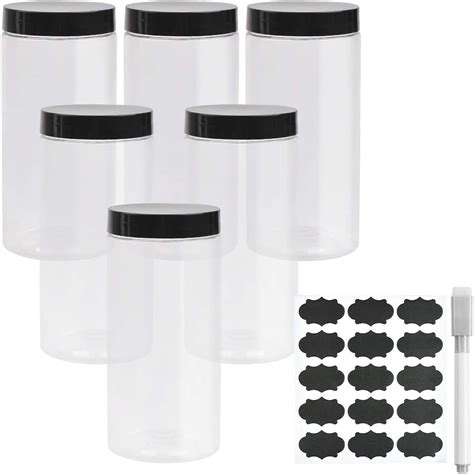 Ybcpack Pack Oz Ml Large Clear Plastic Storage Jars With Lids