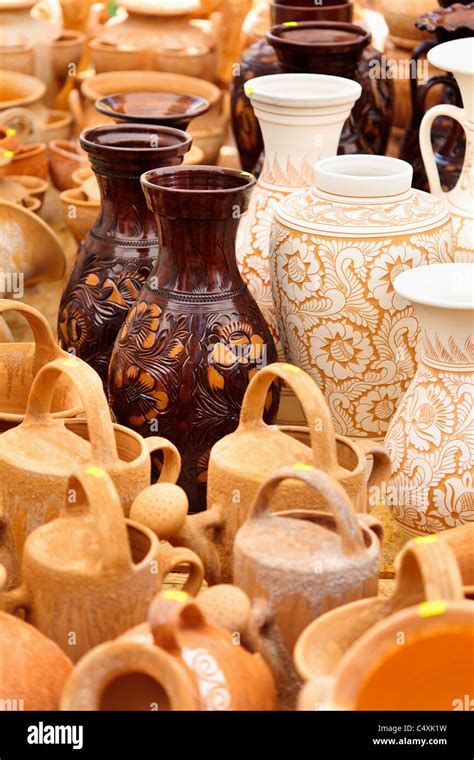 Traditional Romanian Earthenware Pottery At Horezu Ceramic Pottery Fair