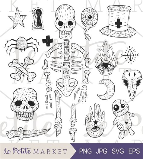 Voodoo Clip Art, Hand Drawn Halloween Clipart, Cute Spooky Clipart ...