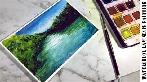 How To Paint Reflection In River Easy Watercolor Landscape Painting