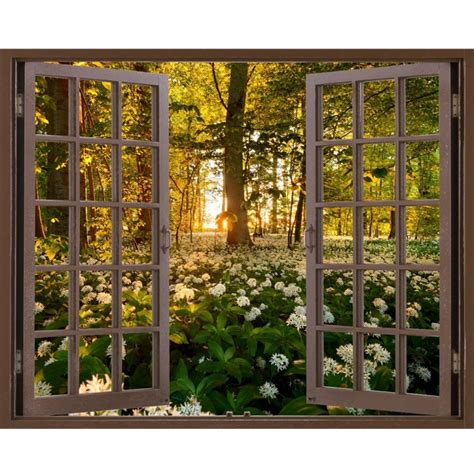 Window Frame Mural Wild garlic Forest - Huge size - Peel and Stick ...