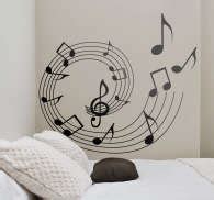 Autocolante Decorativo Espiral Notas Musicais Tenstickers