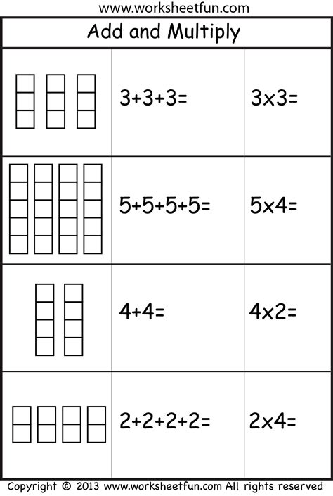 Repeated Addition Multiplication Worksheets Multiplication A