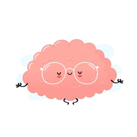 Premium Vector Cute Human Brain Meditate Cartoon Character Illustration Icon Design Isolated