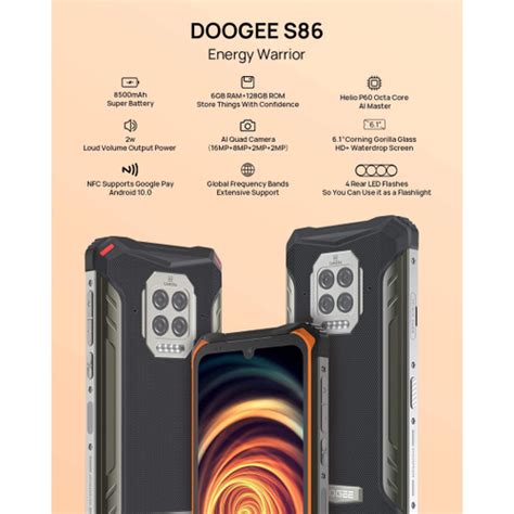 Doogee S86 2021 Smartphone Robusto 6GB 128GB 8500mAh Super Battery