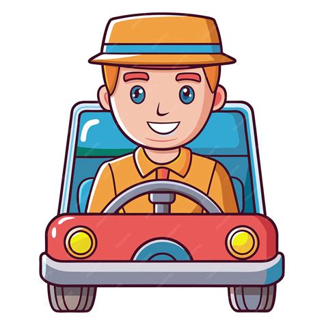 Cartoon Illustration of a Man Driving a Car | Premium AI-generated vector