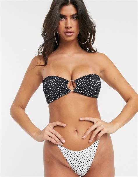 South Beach Mix And Match High Leg Tanga Bikini Bottom In Polka Dot