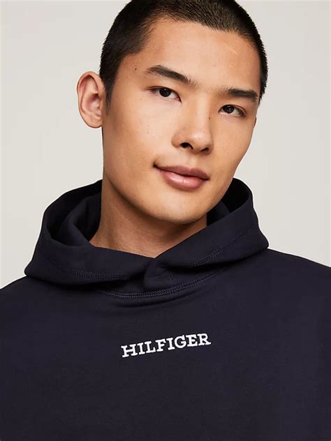 Hilfiger Monotype Topstitch Regular Fit Hoody Blue Tommy Hilfiger