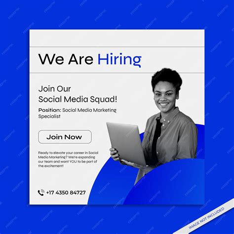 Premium PSD | Social media marketing hiring poster bright blue gradient