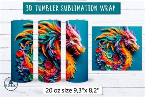 Dragon 3d Tumbler Wrap Sublimation Graphic By Olga Boat Design