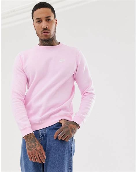 Nike Club Crew Neck Sweat In Pink For Men Lyst