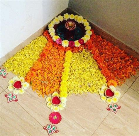 The Best Flower Rangoli Designs For Corner And Review Flower