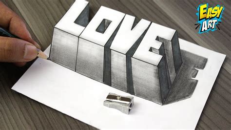 Como Dibujar AMOR 3D Letras Cuadradas How To Draw LOVE 3D