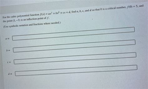 Solved For The Cubic Polynomial Function F X Ax Bx Cx Chegg