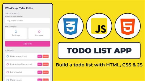 Build A Todo List App In Html Css Javascript With Localstorage In