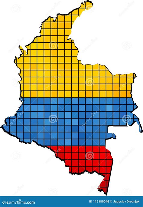 Mapa De Colombia Con La Bandera Dentro Ilustración del Vector