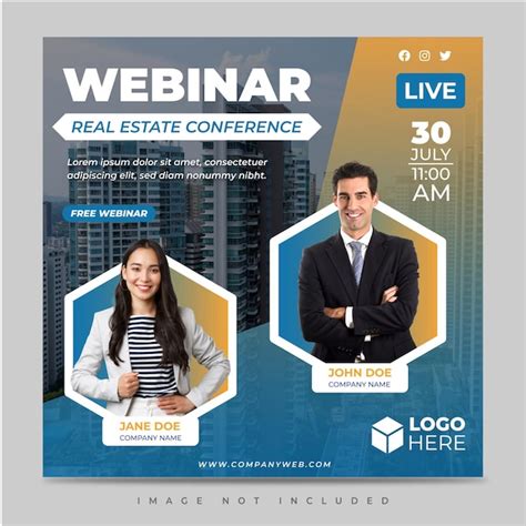 Premium Vector Social Media Template For Real Estate Online Webinar