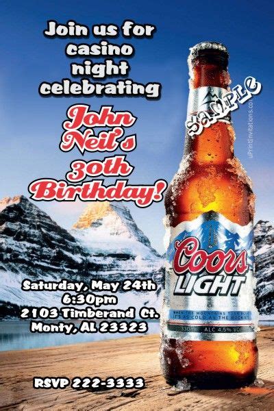 Coors Light Birthday Invitations Coors Light Beer Birthday