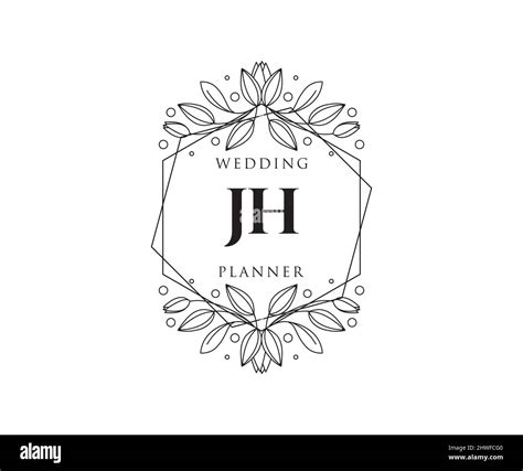 JH Initials Letter Wedding Monogram Logos Collection Hand Drawn Modern