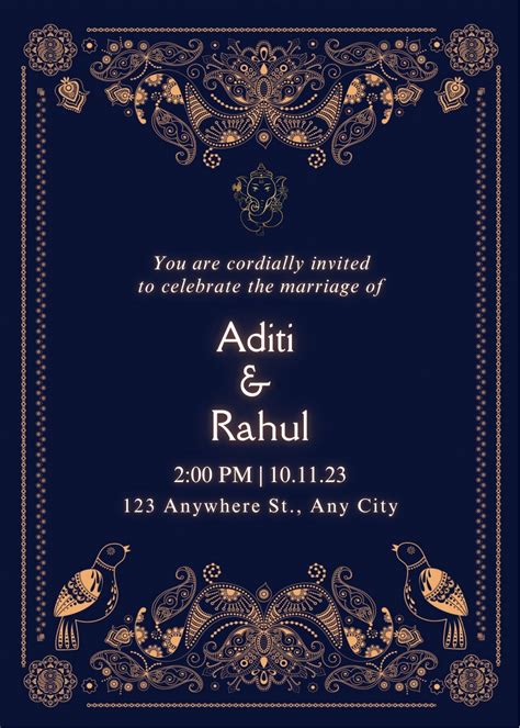 Blue Background Marathi Wedding Invitation Card Mymandap Cards