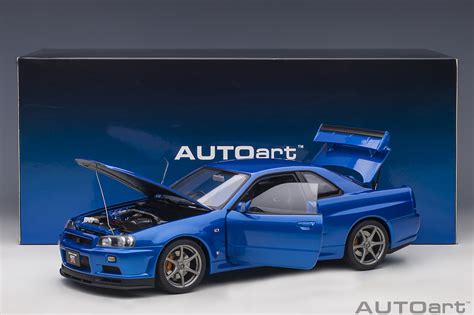 1 18 Nissan Skyline Gt R R34 V Spec Ii Bayside Blue Pole Position