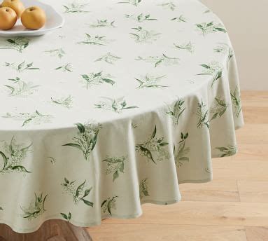 Monique Lhuillier Lily Of The Valley Round Cotton Tablecloth Pottery Barn