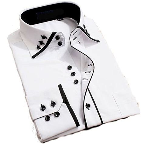 Mens Italian Casual Fancy Collar Slim Fit Formal Designer Shirt Long Sleeve Dc04 M White