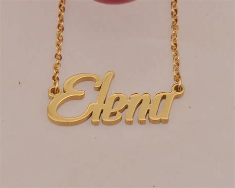 Elena Custom Name Necklace Personalized Letter Nameplate Etsy