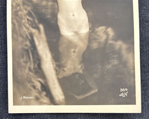 Original 1920s J Mandel French Nude In Water Risqué Real Photo Postcard