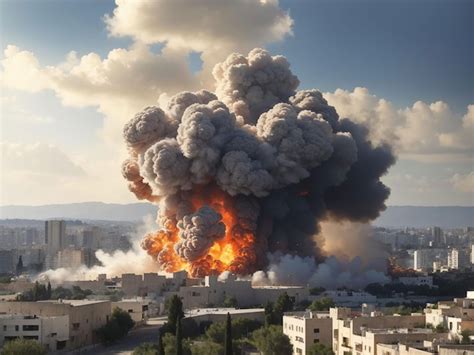 Gran Explosi N En El Fondo De La Ciudad De Israel Foto Premium