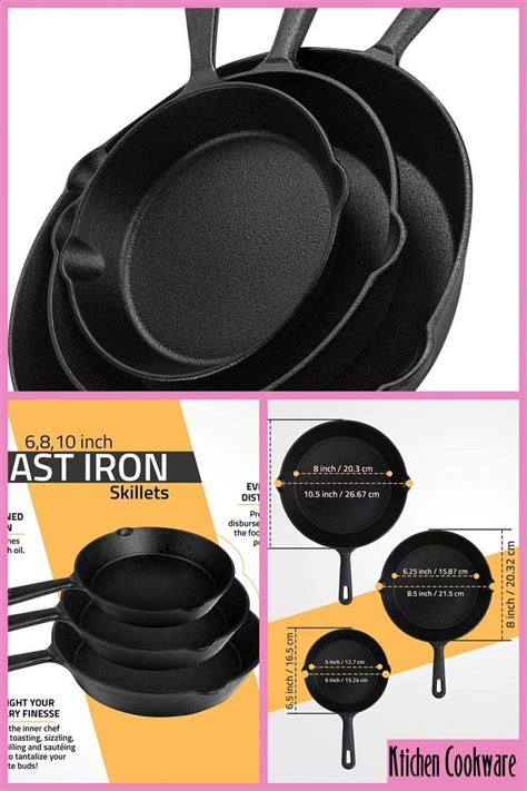 Utopia Kitchen Pre Seasoned Cast Iron Skillet Set 3 Piece 6 Inch 8 Inch And 10 Inch Cast Iron