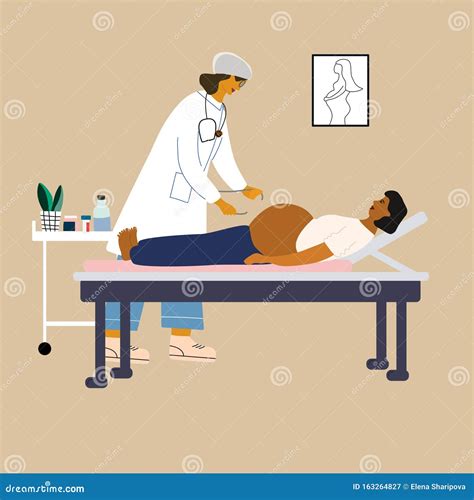 Healthy Pregnancy Concept Doctor Examining A Pregnant Woman Obstetrican Gynecologist Measuring