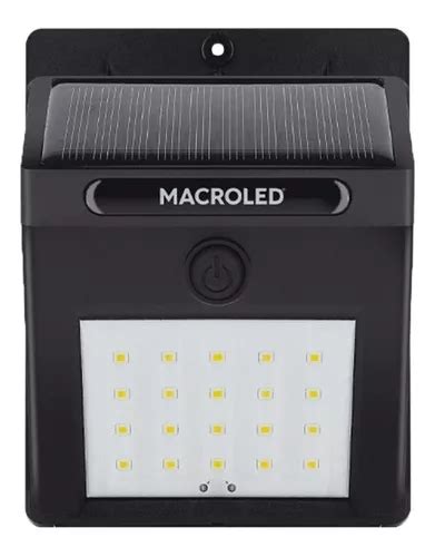 Macroled Reflector Luz Artefacto Solar De Pared 1 5w Ip54 220V Negro Cálida