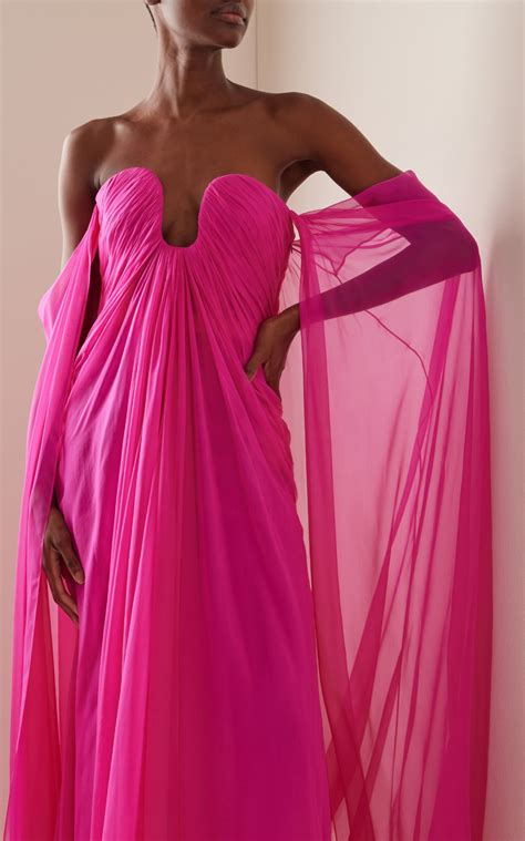 Off The Shoulder Silk Chiffon Gown By Valentino Garavani Moda