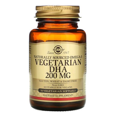 Solgar, Naturally Sourced Omega-3, Vegetarian DHA, 200 mg, 50 ...