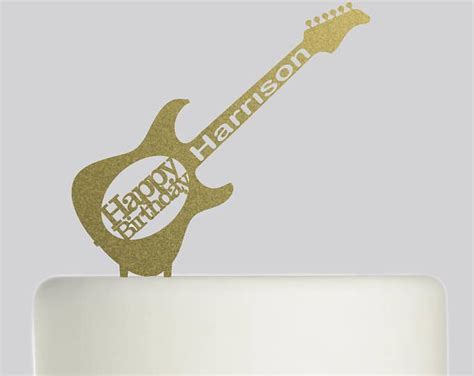 Guitar Cake Toppermusician Cake Topperelectric Etsy Birthday Cake Toppers Music Birthday